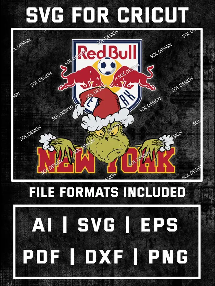 Grinch New York Red Bulls SVG, MLS SVG Design, MLS New York Red Bulls Logo SVG, MLS New York Cricut, Christmas Svg, Grinch svg, Digital Download