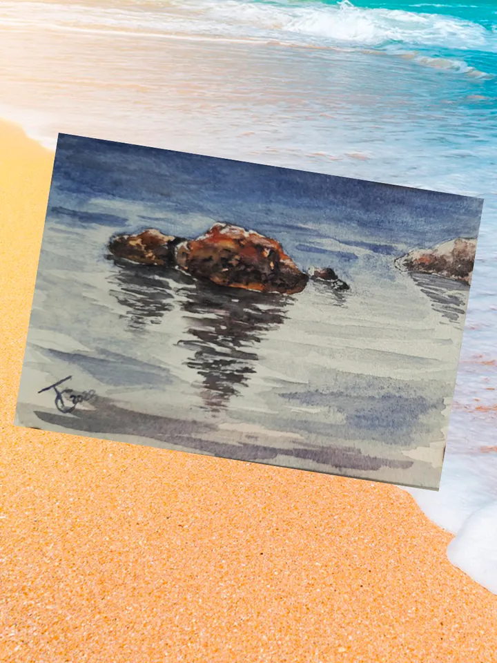 Coastal stones. Sea voyages watercolor series