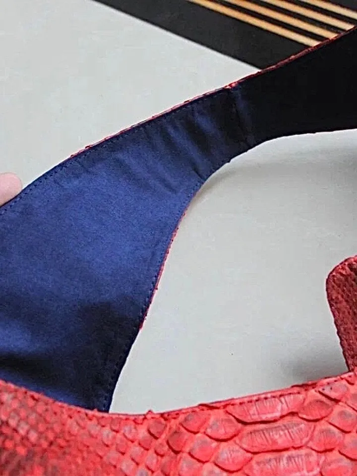 Big Soft Hobo Classy Sport Woman Bag | Purse Genuine Python Skin | Red Riva Elegant Leather Designer Soft Bag Snake | exotic leather purse