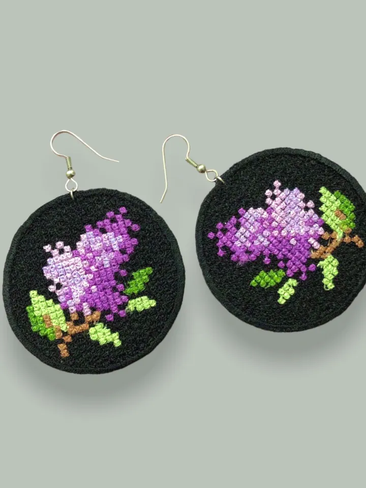 Lilac Earrings FSL Cross-stitch Pattern machine embroidery designs digital embroidery pattern free standing lace embroidery motif flower
