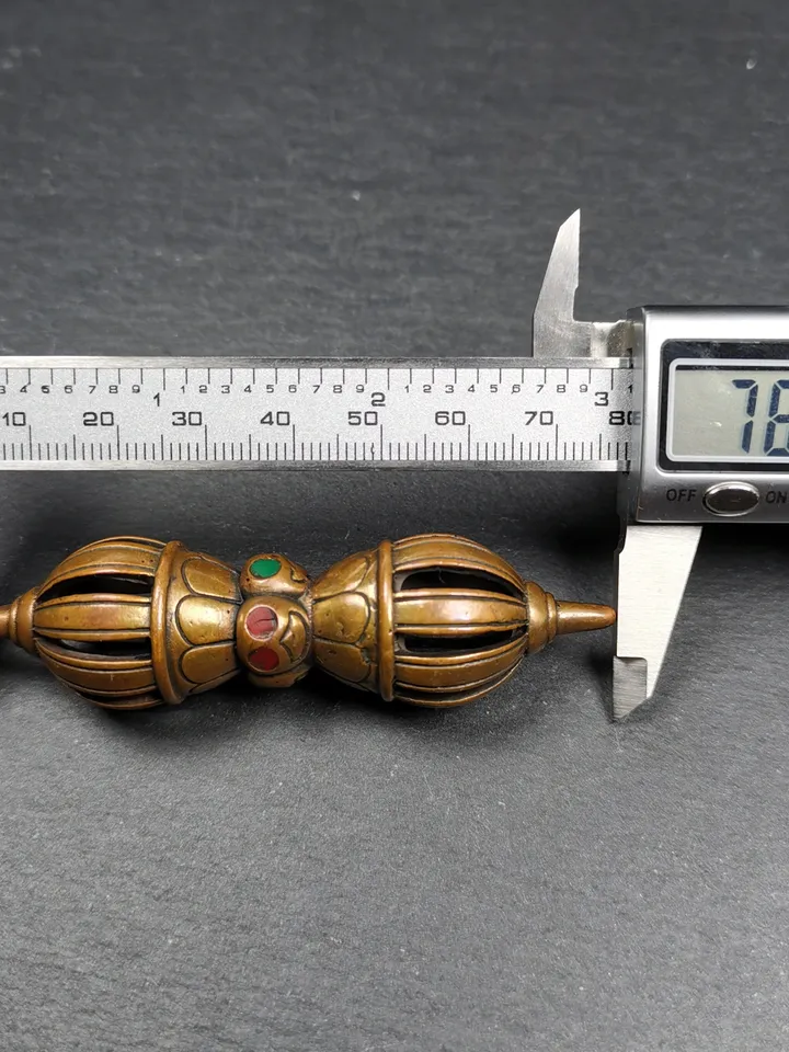 Gandhanra Handmade Vintage Nine-pronged Vajra Dorje ,Tibetan Tantric Buddhism (Vajrayana) Ritual Implement,3.0"