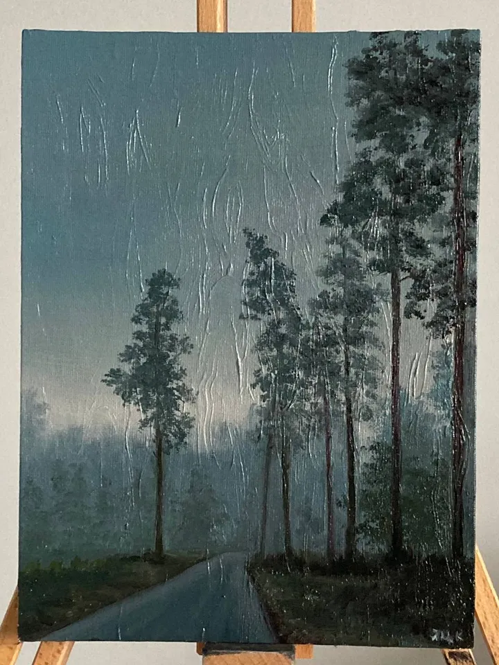 Forest Oil Painting Texture Landscape Painting On Canvas Small Artwork