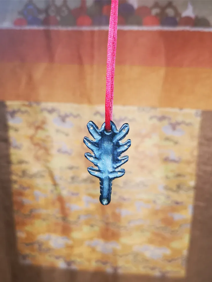 Gandhanra Handmade Tibetan Amulet,Obsidian Carved Scorpion Guru of Padmasambhava Pendant,1.38"