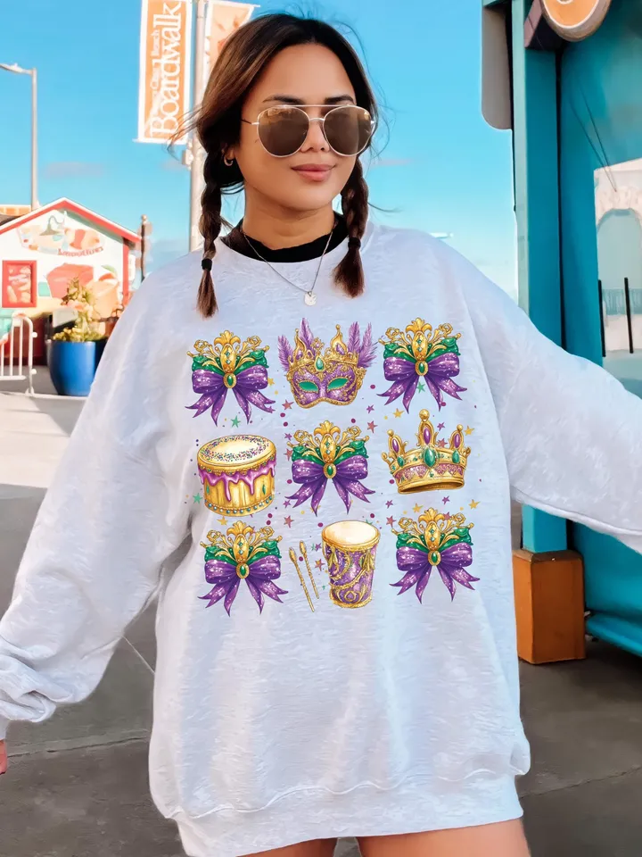 Mardi Gras Coquette PNG, Mardi Gras Png, Fleur De Lis Png, Mardi Beads Louisiana Festival Shirt Design, King Cake Png, Fat Tuesday Png