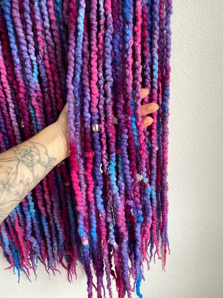 Purple blue pink Wool Double Ended dreads π Ready to Ship