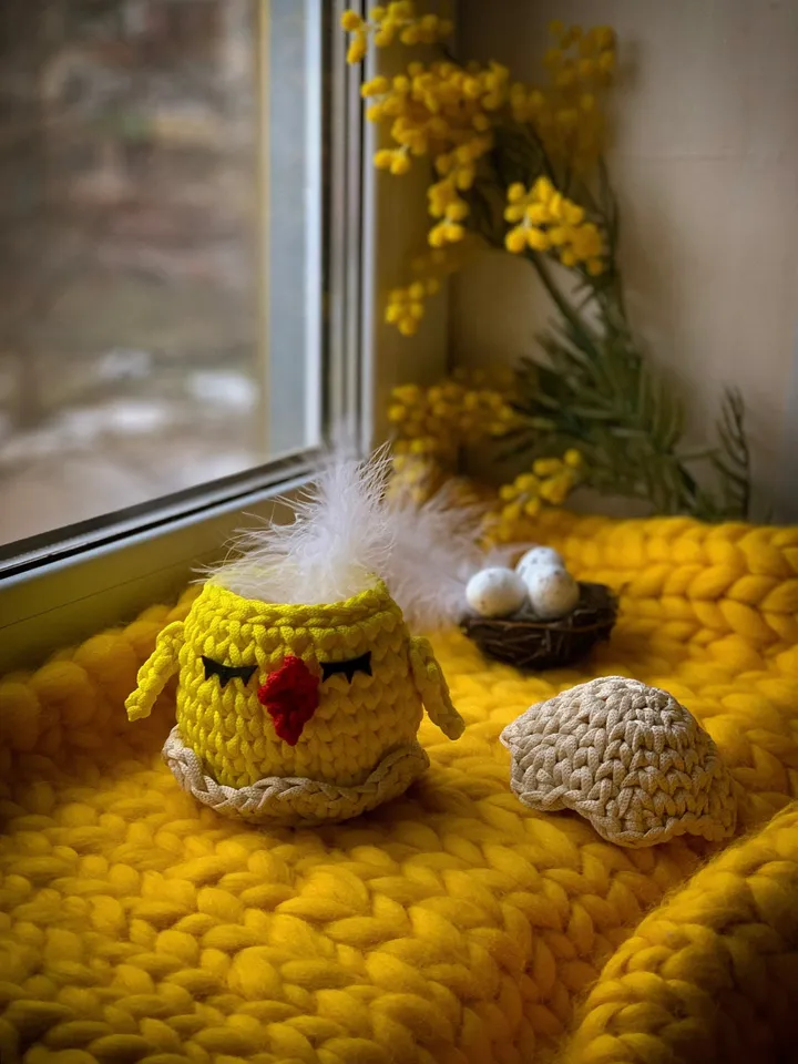 Crochet pattern basket chicken PDF digital instant download, video tutorial, Easter ornament, basket with lid, storage, table decor