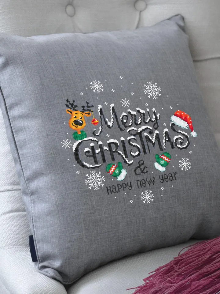 Merry Christmas cross stitch pattern PDF download Snow xmas cross stitch chart, Christmas pattern digital PDF, Happy New year design #N156