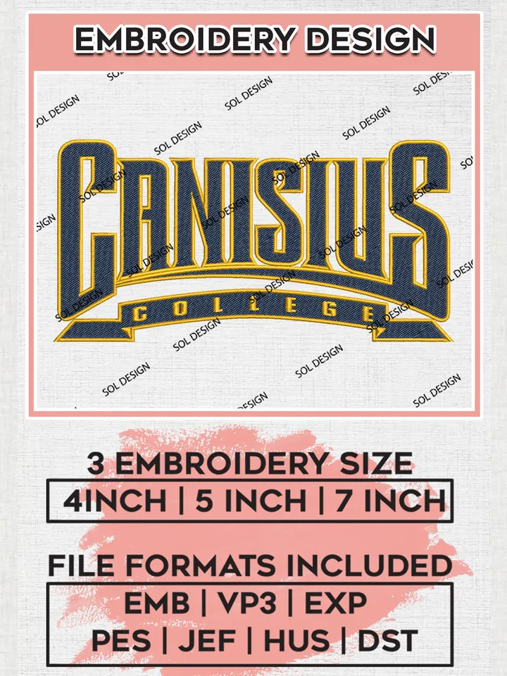 NCAA Canisius College Team Logo Embroidery Design Files, NCAA Canisius Golden Griffins Machine Embroidery, NCAA Teams, Game Day, 3 sizes, NCAA Machine embroidery designs, Digital Download