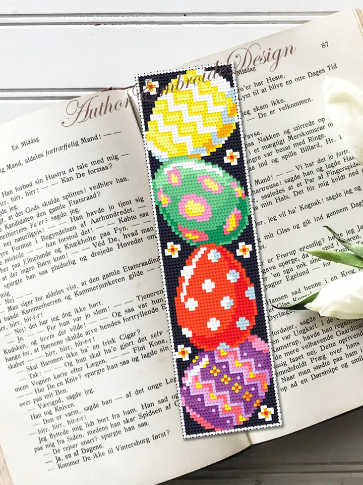 Easter bookmark cross stitch pattern PDF download Easter eggs cross stitch chart, Handmade Bookmark pattern digital PDF, Easter gift #B268