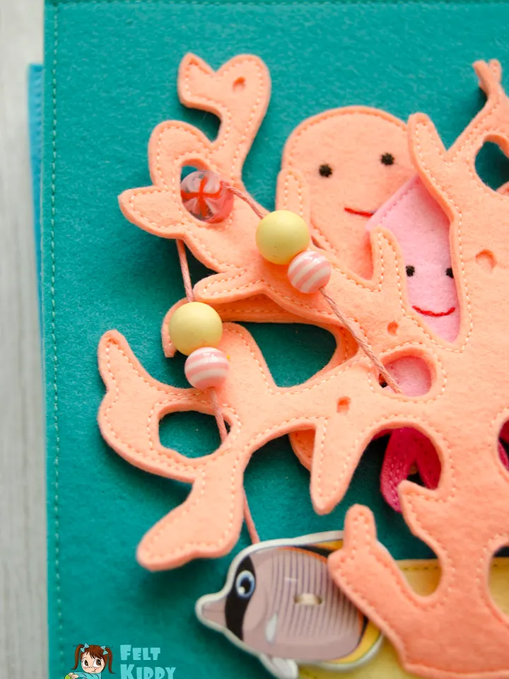 Coral, Quiet book page, Under the sea, Pattern and Tutorial, SVG files