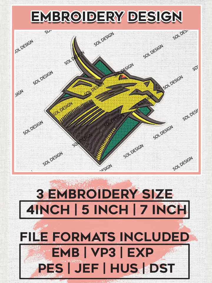 NCAA South Florida Bulls Logo Embroidery Design Files, NCAA South Florida Bulls Machine Embroidery, NCAA Teams, 3 sizes, NCAA Machine embroidery designs, Digital Download