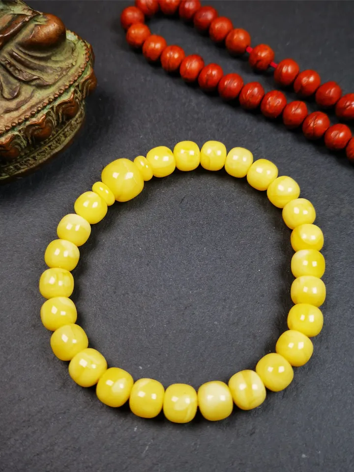 Gandhanra Tibetan Amber Beads Bracelet, 26 Beads,9.8&quot;