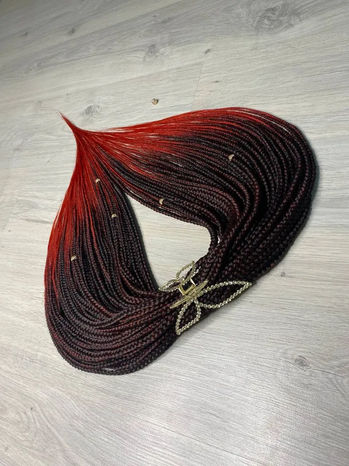 Red Braids hair extensions. DE braids full set of 50 braids. Ombre synthetic Braids. Trending now hair extensions.