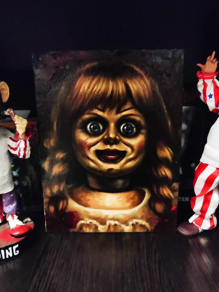 Original Oil painting Annabelle doll horrorart