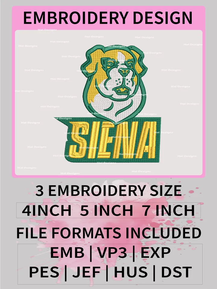 NCAA Siena Saints Embroidery File, 3 Sizes, 6 Formats, NCAA Machine Embroidery Design, NCAA Logo, NCAA Teams