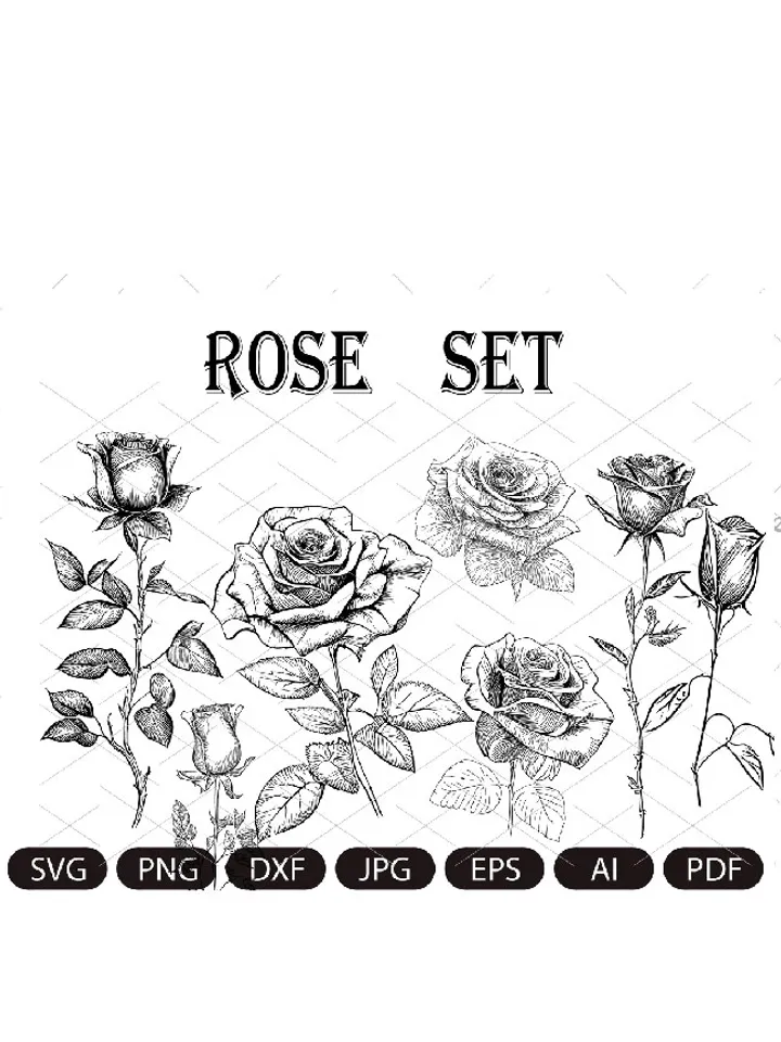 ROSE SVG Bundle, ROSES Svg Bundle, Rose Clipart Bundle, Rose Svg cut files , Flowers Svg