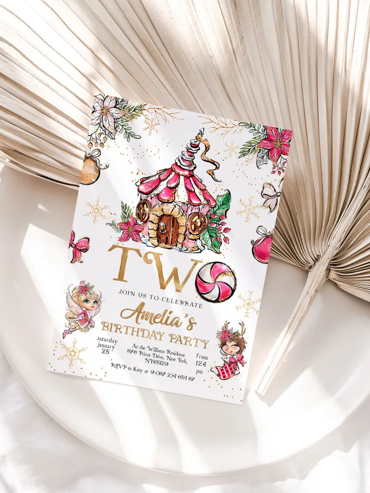 Christmas Pixie Birthday Invitation; Magical Fairy Invitation; Enchanted Fairy Birthday Party Invitation; Christmas Birthday any age; CF1