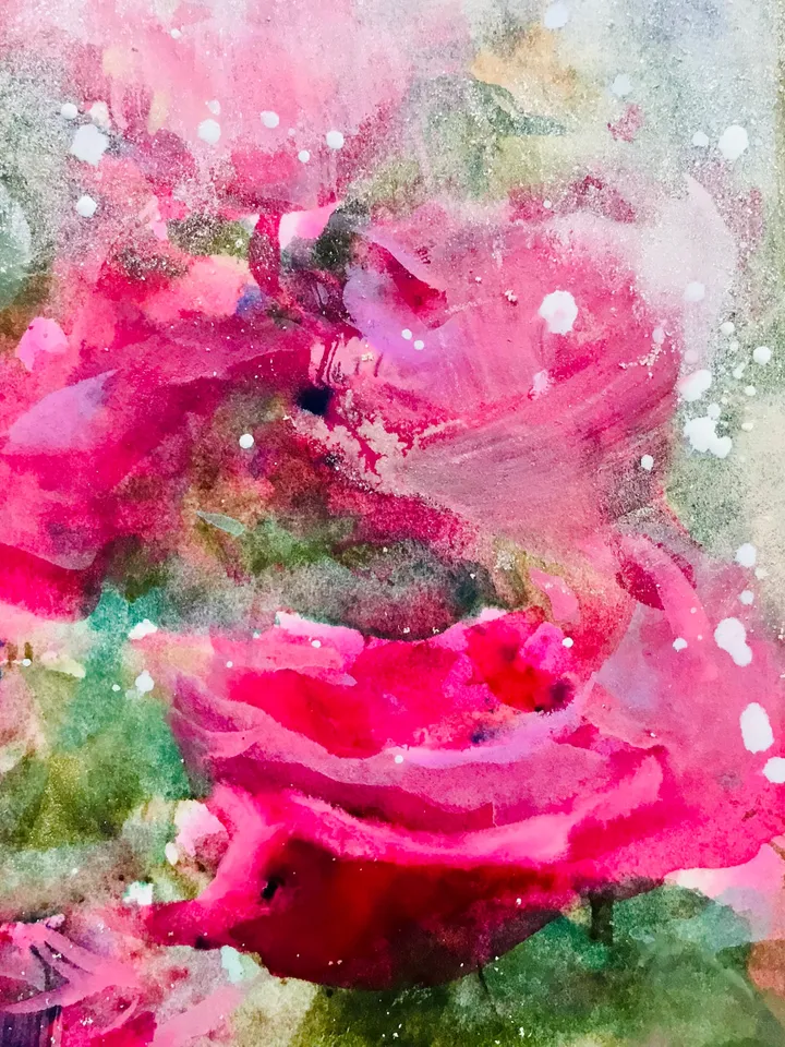 Big ben ,London painting ,original watercolour painting ,pink flowers painting,foggy landscape painting,wall art ,handmade home decoration