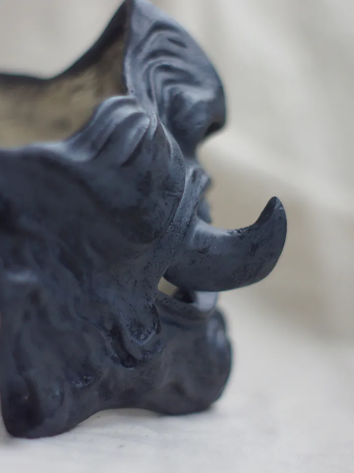 Japanese Samurai Mask with Fangs ONI Demon Hanya Japanese Oni Samurai mask