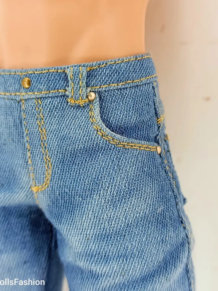 Light blue jeans for Ken with an athletic body type