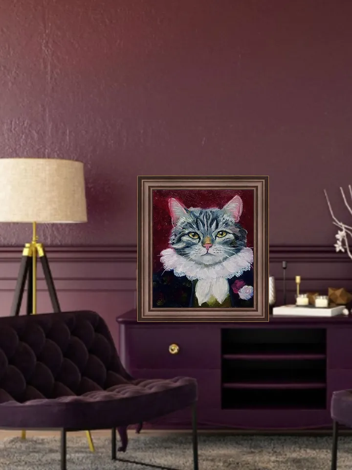 Cute Cat Painting Original Art Impasto Oil Painting Canvas Painting