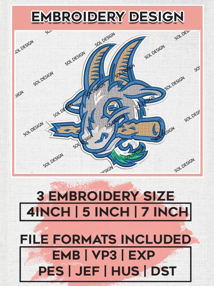 MiLB Hartford Yard Goats Embroidery Design Files, MiLB Hartford Yard Goats Logo, Minor League Baseball Logo Embroidery Designs, MiLB embroidery designs, Machine embroidery designs, Digital Download