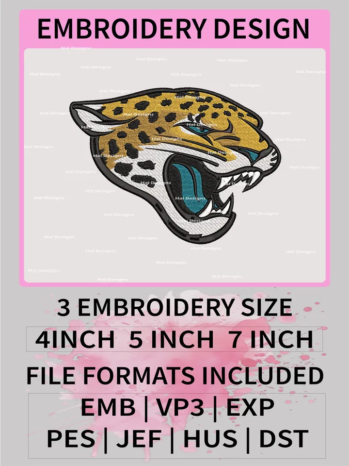 Jacksonville Jaguars Embroidery Files, NFL Logo Embroidery Designs, NFL Jaguars, NFL Machine Embroidery Designs