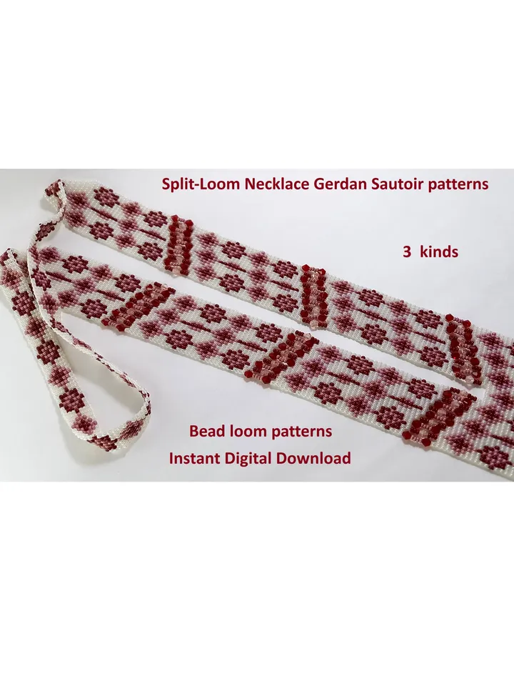 Bead loom patterns, Gerdan-Split-Loom Necklace, Beaded Sautoirs, Beading Loom only Pattern, Instant Download, PDF