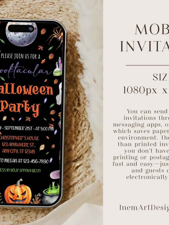 Editable Halloween Invitation, Halloween Party Invitation, Halloween Birthday Invitation, Halloween Invitation - I105