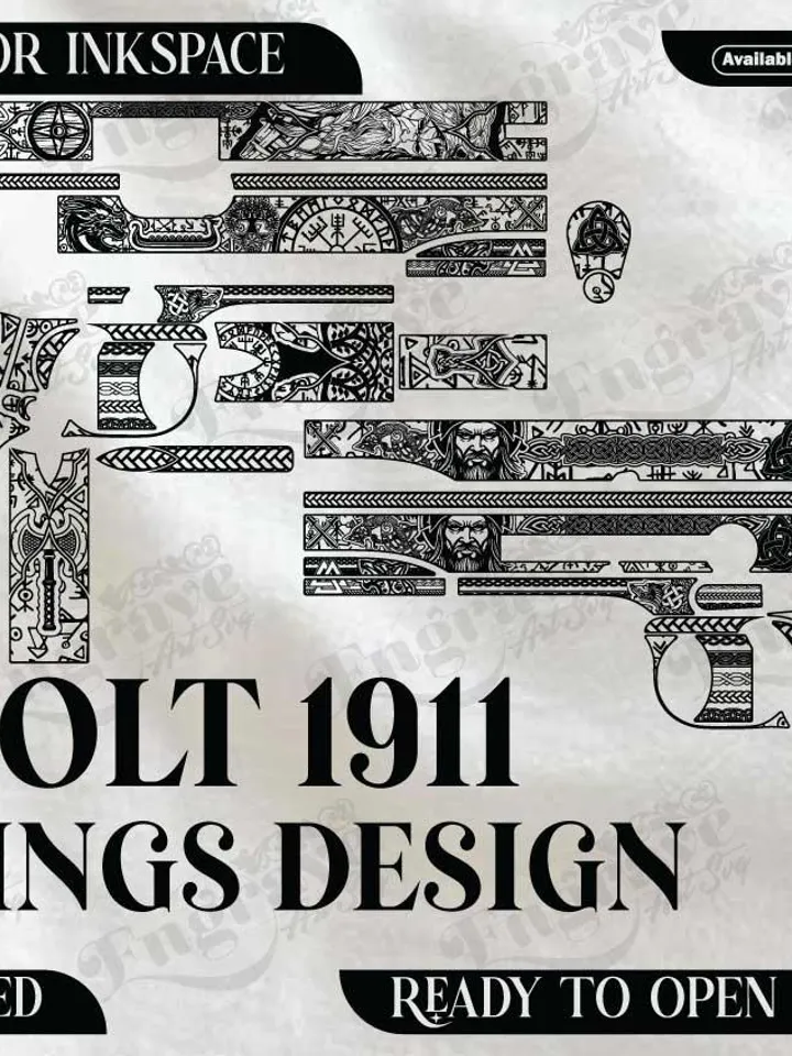 COLT 1911 Vikings Design,lasercut,laserengraving,fiberlaser,engravingfiles