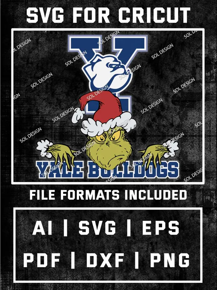 Grinch Yale Bulldogs SVG, NCAA College Team SVG Design, NCAA Yale Bulldogs SVG, NCAA Yale Team Cricut, Christmas Svg, Grinch svg, Digital Download
