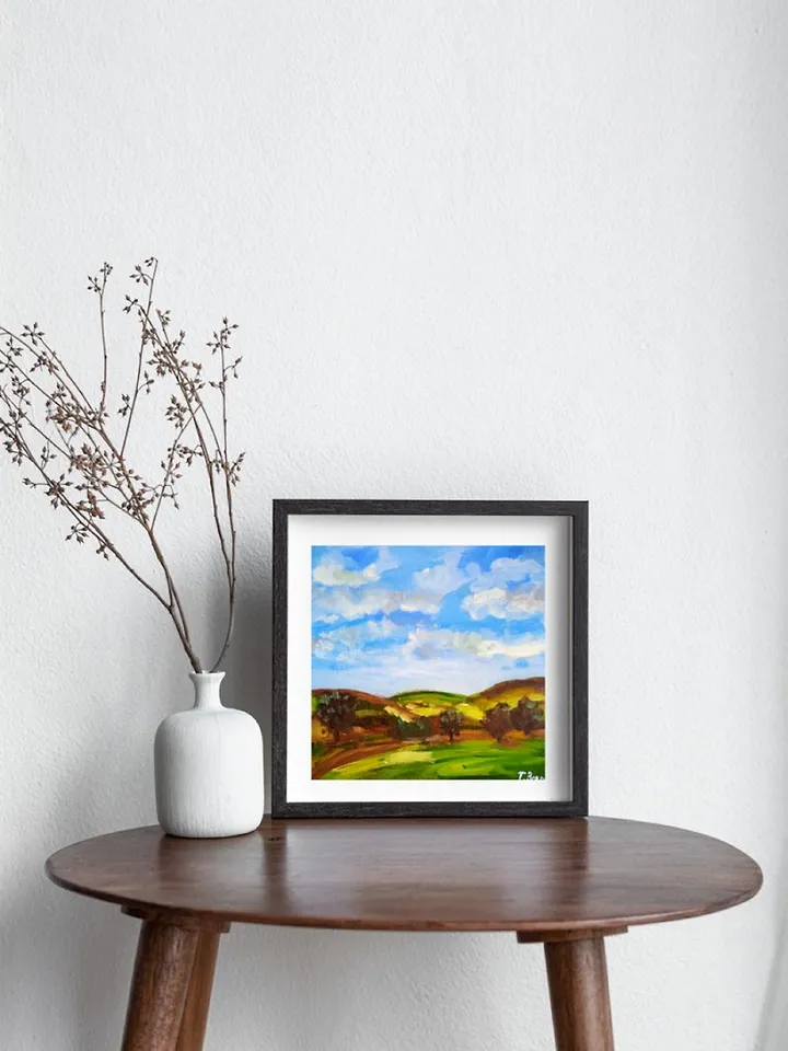 Abstract Landscape Original Oil Painting Impasto Art Miniature 6x6 inches