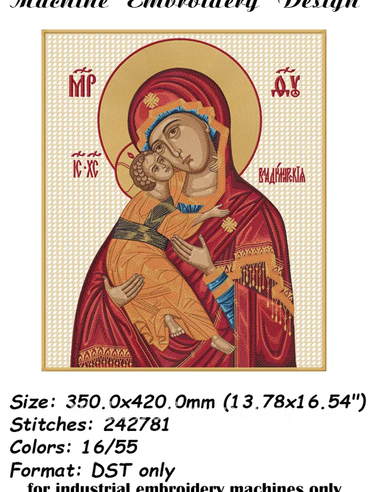 Virgin of Vladimir embroidery design