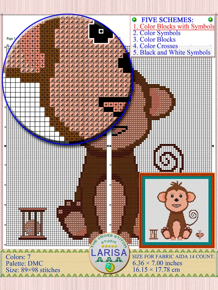 Monkey Cross Stitch Pattern | Charming Tailed Monkey Design