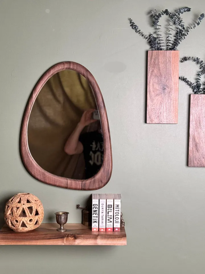 White Oak Mirror, Walnut Framed Mirror, Mid Century Mirror, Organic Mirror, Wood Framed Mirror