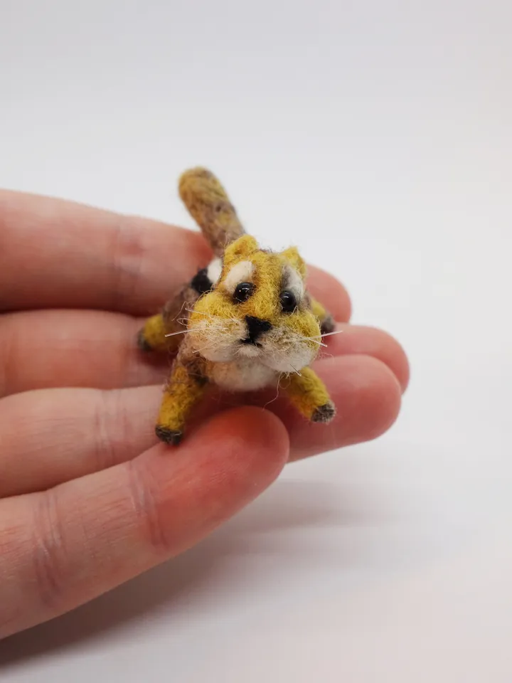 Cashew the chipmunk, miniature needle felted animal, gift for her, tiny chipmunk, made to order