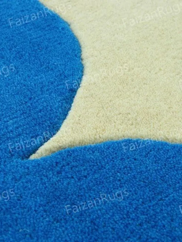 Buy Irregular Curved Shaped Rug Hand-Tufted 100% Wool Handmade Area Rug Carpet for Home, Bedroom, Living Room, Kids Room, Custom Rug Also
