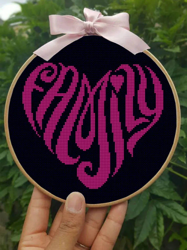Heart cross stitch pattern download PDF, Valentine's day hand embroidery PDF, Heart ornament cross stitch chart, Quick beginner stitch #V6