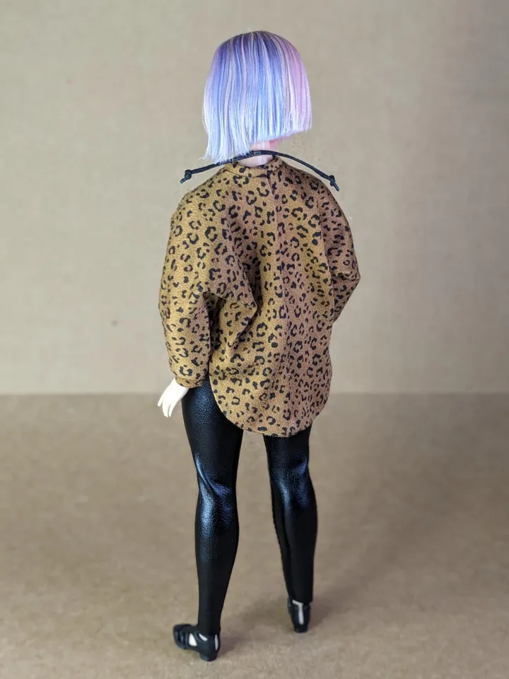 Handmade casual two-piece set (long-sleeved T-shirt and leggings) for 1/6 scale fashion female dolls