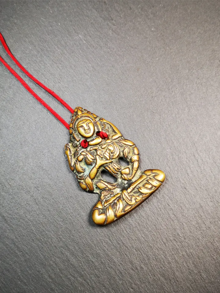 Gandhanra Old Tibetan Buddha Statue Pendant,Vajrasattva,Dorje Sempa,2.24" × 1.57"