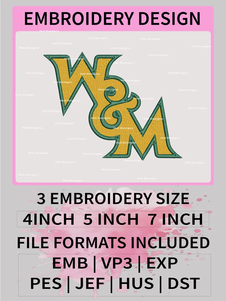 NCAA William & Mary Tribe Embroidery File, 3 Sizes, 6 Formats, NCAA Machine Embroidery Design, NCAA Logo, NCAA Teams