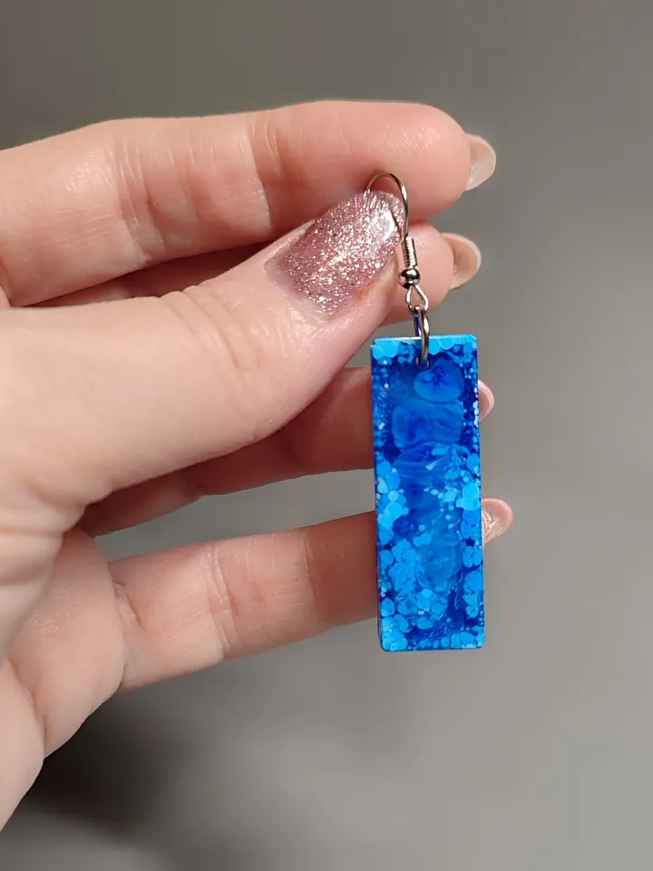 Stylish blue color earrings, Epoxy earrings
