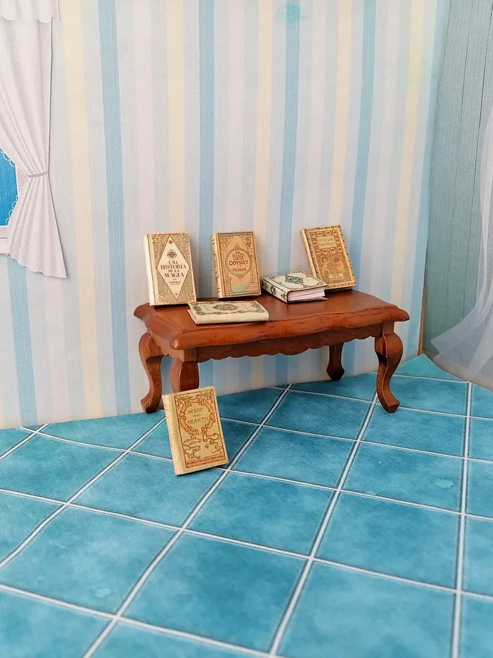 Dollhouse book set in 1:12 scale. Handmade.