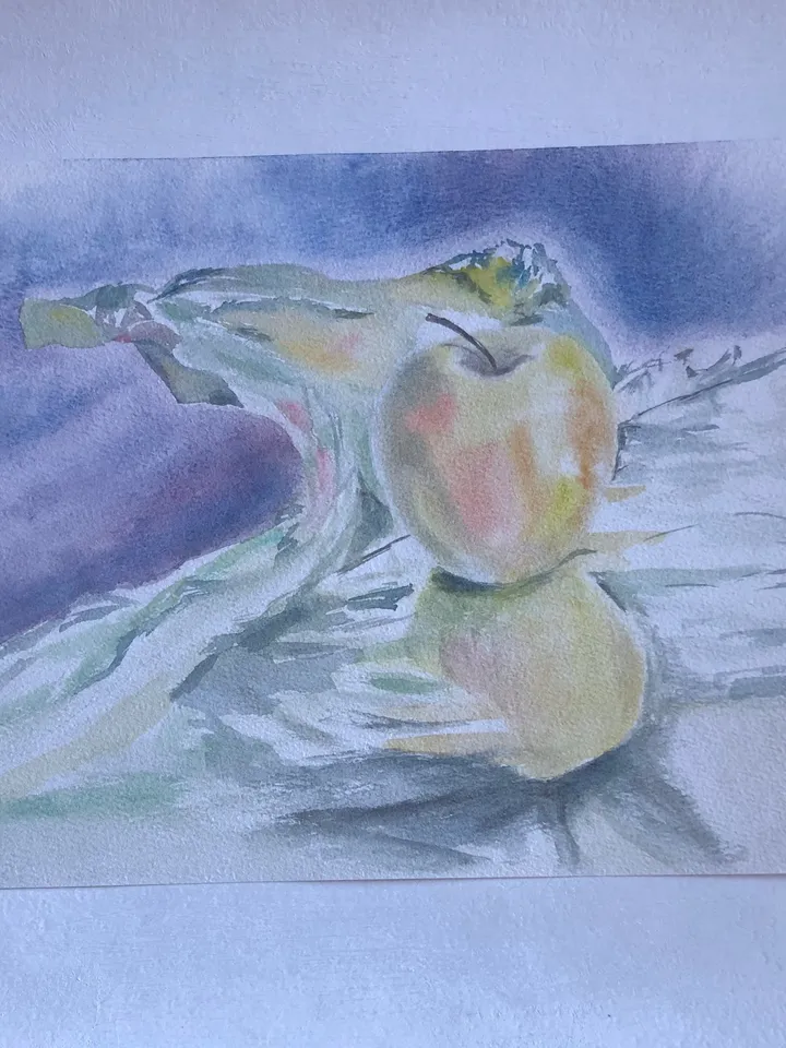 Apple original watercolour painting hand painted modern painting wall art 8x11 inch