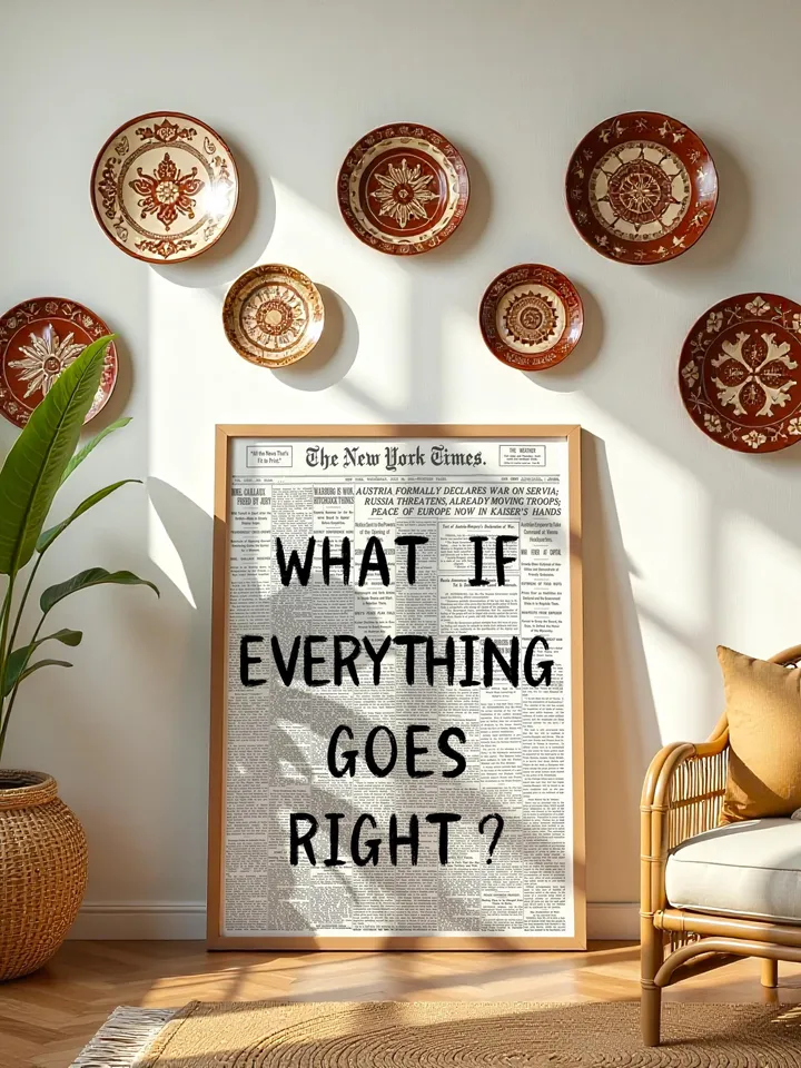What If everything goes right Retro Newspaper Print, Trendy Wall Art, Typography Poster, Black Aesthetic, Printable Wall Art, Digital Print