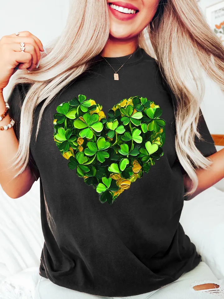 St. Patrick’s Day Heart Brushstroke png, 4 leaf clover png, St Patrick's Day png, Irish png, Shamrock png designs, Coquette st patrick Png
