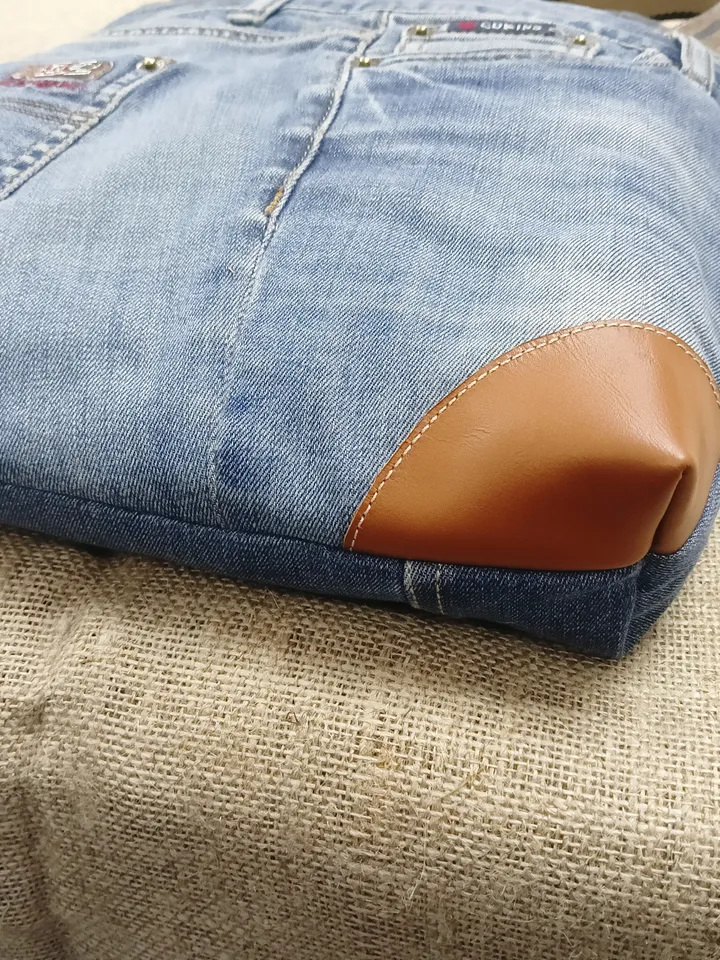 Hobo denim shoulder bag, jeans crossbody bag, recycled denim handmade bag