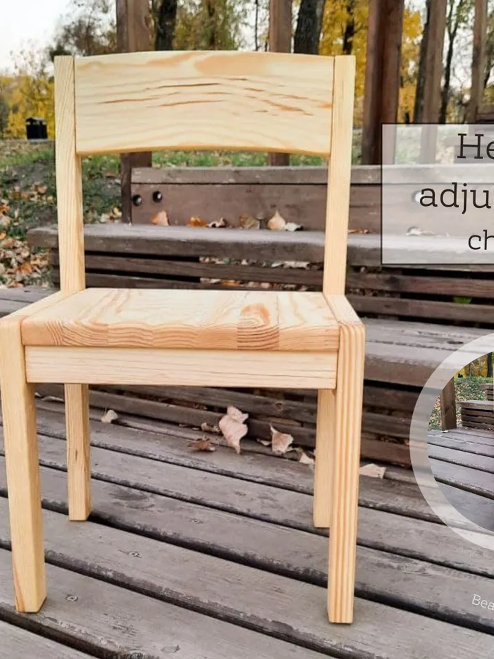 Wood adjustable child chair in 3 positions in height Kids furniture Playroom wood toddler chair and table Montessori Waldorf chair