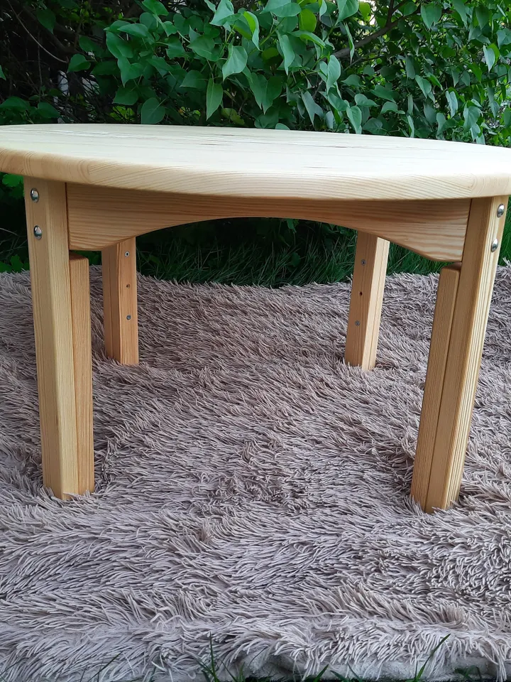 Ash wooden set oval table and chair adjustable in height 3 positions for kids 1.5 - 7 years Activity custom table Play furniture Montessori
