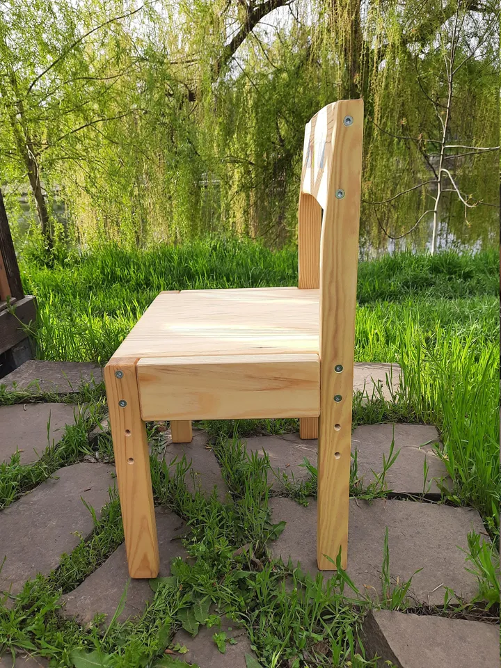 Child chair wood Children's chair height adjustable 3 positions from 1,5 years Wooden toddler chair Kids furniture Personalized name chair